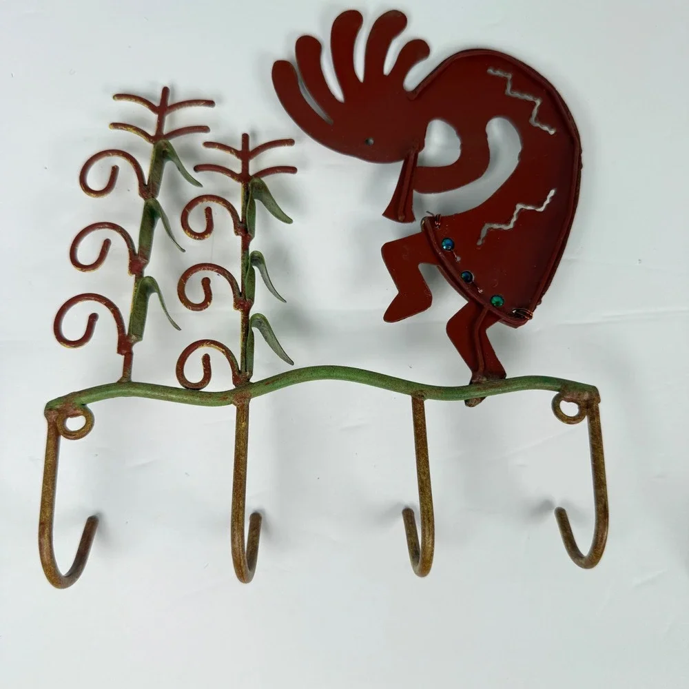 Kokopelli Wall Hooks metal Southwest 2pc Set